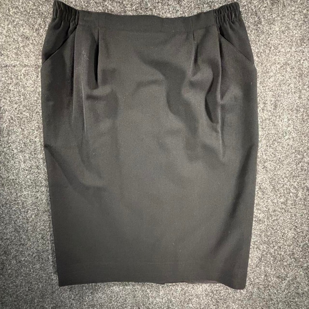 Nordstrom Town Square Vintage Pure Wool Black Midi Skirt Womens Size 14 Classic